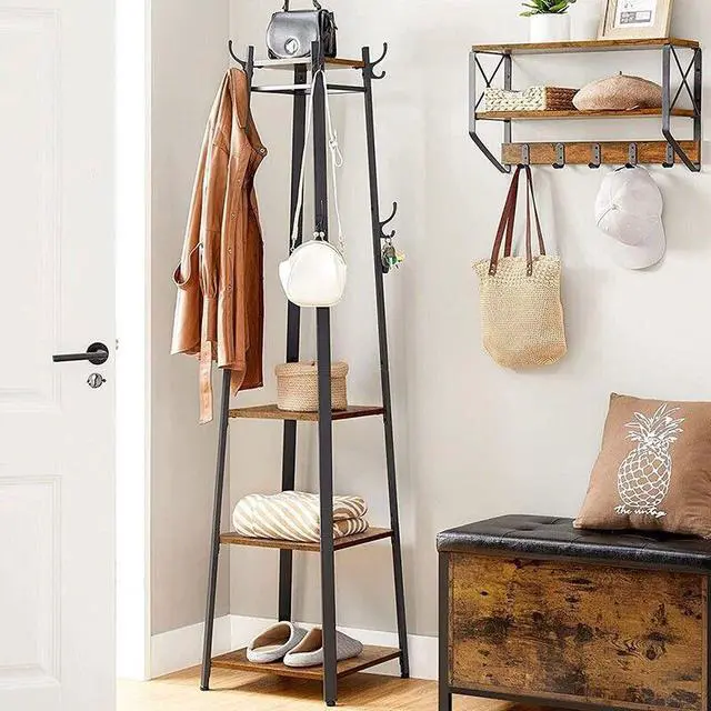 Alt view image 2 of 7 - Vintage Steel Metal Clothes Rack Coat Garment Bedroom Tree Space Saving Clothes Stand