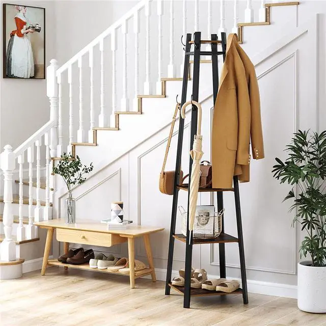 Alt view image 5 of 7 - Vintage Steel Metal Clothes Rack Coat Garment Bedroom Tree Space Saving Clothes Stand