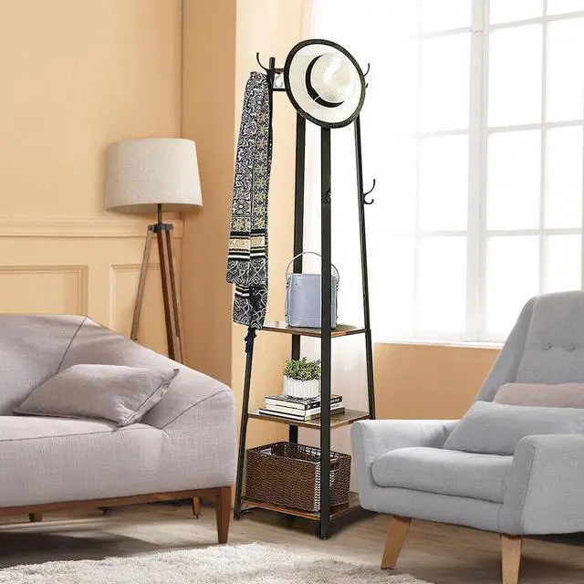 Alt view image 3 of 7 - Vintage Steel Metal Clothes Rack Coat Garment Bedroom Tree Space Saving Clothes Stand