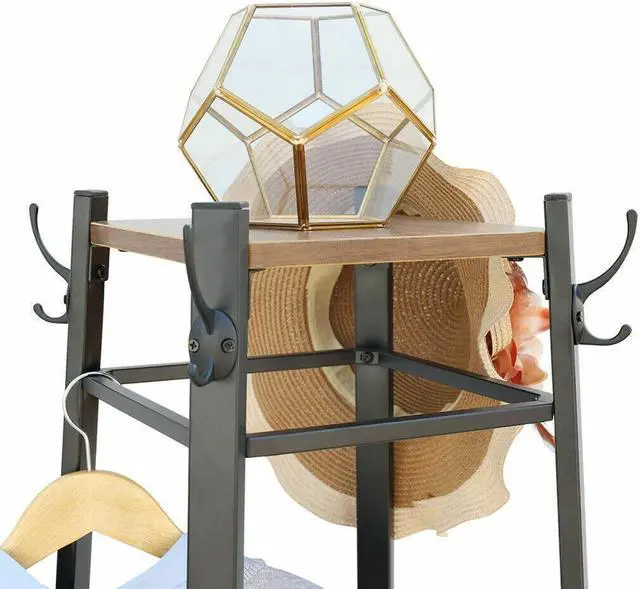 Alt view image 6 of 7 - Vintage Steel Metal Clothes Rack Coat Garment Bedroom Tree Space Saving Clothes Stand