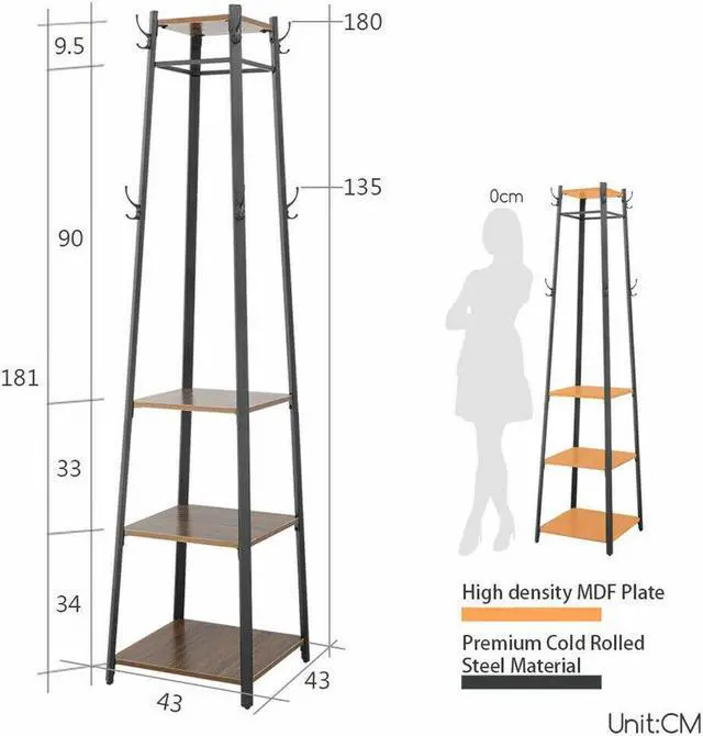 Alt view image 7 of 7 - Vintage Steel Metal Clothes Rack Coat Garment Bedroom Tree Space Saving Clothes Stand