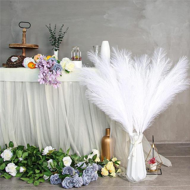 3PCS Faux Pampas Grass 45/18 Tall Artificial Pompas Floral Decorative  Flowers for Wedding Party White 