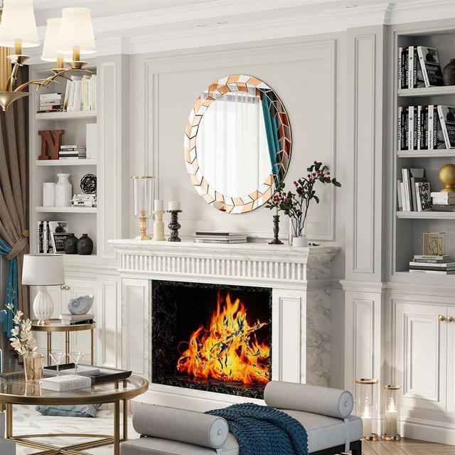 Alt view image 4 of 7 - Gorgeous Wall Art Decorative  Mirror Sliver Accent Mirror Round Vanity Bathroom Mirror