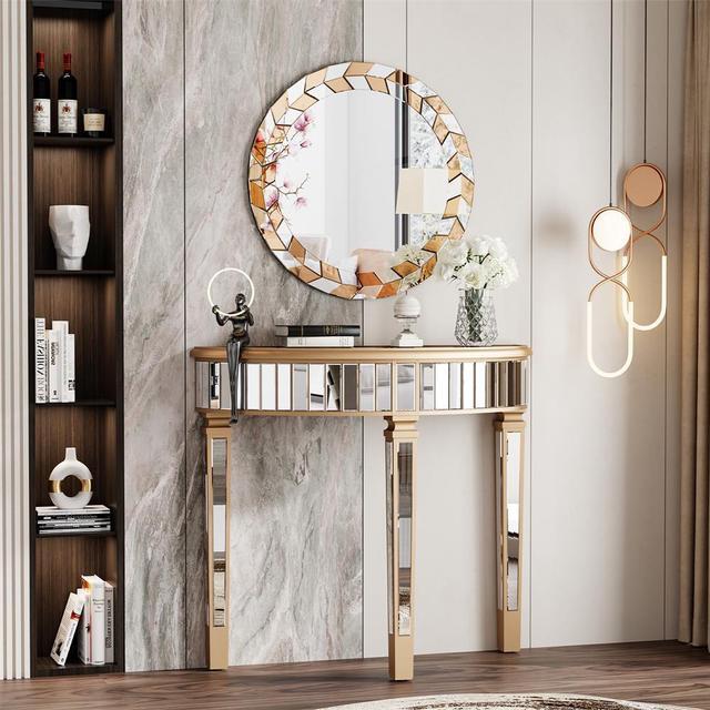 Alt view image 3 of 7 - Gorgeous Wall Art Decorative  Mirror Sliver Accent Mirror Round Vanity Bathroom Mirror