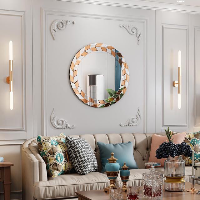 Alt view image 6 of 7 - Gorgeous Wall Art Decorative  Mirror Sliver Accent Mirror Round Vanity Bathroom Mirror