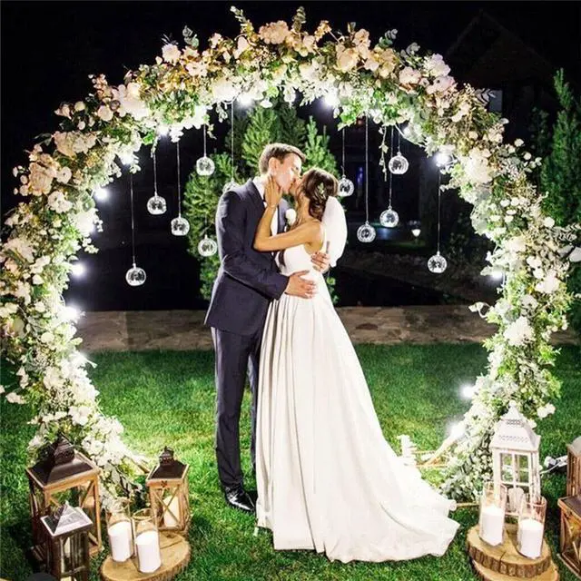 Alt view image 3 of 7 - Metal Wedding Arch Background Stand Round Balloon Arch Backdrop for Party Decor" M