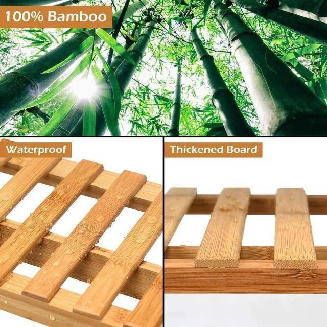 Alt view image 5 of 7 - Natural Bamboo Plant Hanging Stand 3-Tier Wooden Flowers Rack Garden Plant Stairs Balcony  Shelf Deco Storage Shelf