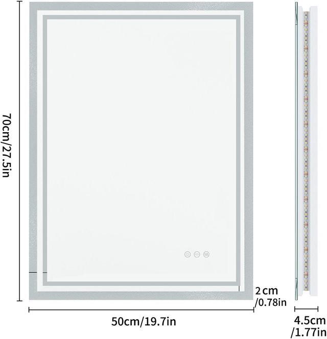 Alt view image 7 of 7 - 3 Colors Adjustable Lighting Bathroom Mirror LED Illuminated Wall Mounted Make up Mirror Anti-Fog Backlit Lighted Vanity Mirrors with Demister Pad Touch Sensor
