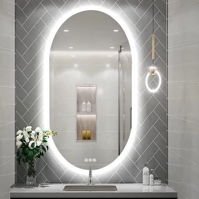 Alt view image 3 of 7 - 48 x 24 Inch Oval LED Smart Bathroom Mirror Anti-Fog Bathroom Led  Vanity Make up Mirror Backlit Wall Mirror Dimmable Lights with Memory Function