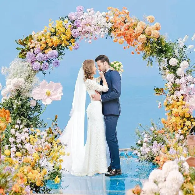 Main image of Metal Wedding Arch Background Stand Round Balloon Arch Backdrop for Party Decor"