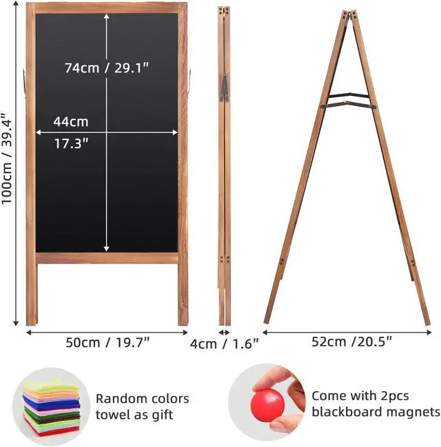 Alt view image 7 of 7 - 100x50cm Double Sided Menu Chalkboard Soild advertising board Wooden pavement display board Sign for Business Bistro Bar