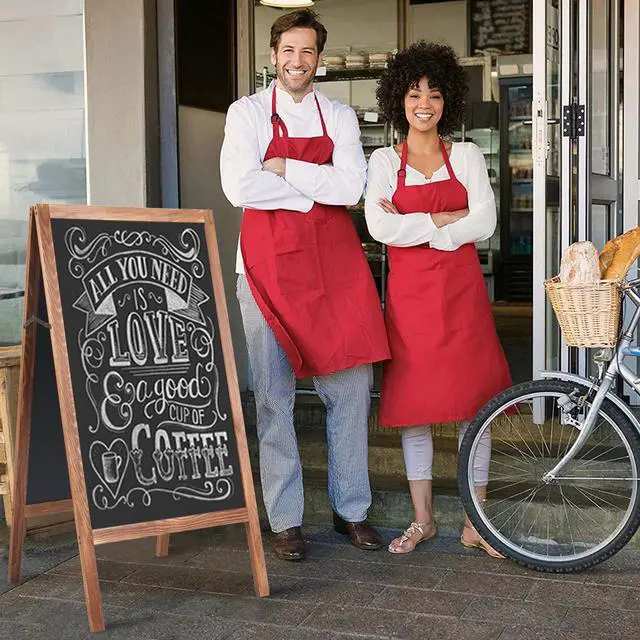Alt view image 3 of 7 - 100x50cm Double Sided Menu Chalkboard Soild advertising board Wooden pavement display board Sign for Business Bistro Bar