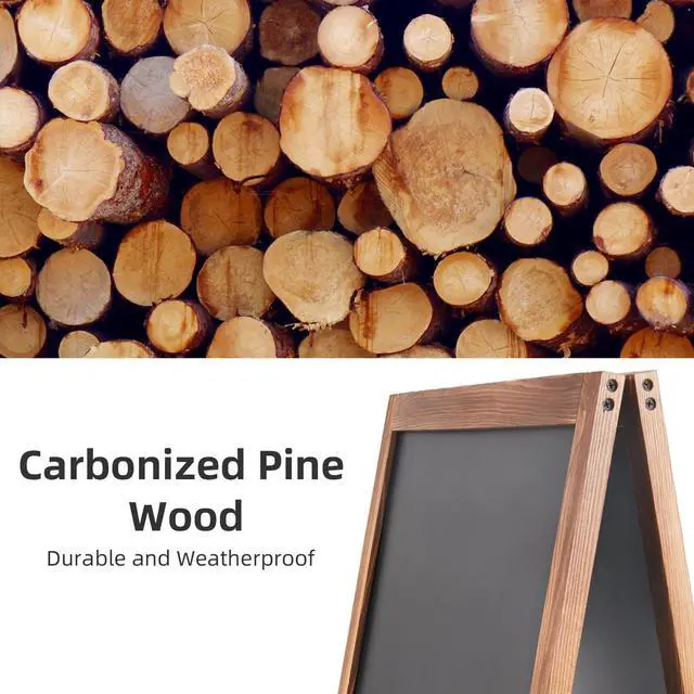 Alt view image 5 of 7 - 100x50cm Double Sided Menu Chalkboard Soild advertising board Wooden pavement display board Sign for Business Bistro Bar