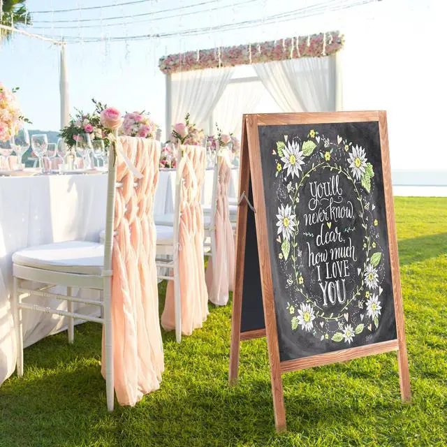 Alt view image 2 of 7 - 100x50cm Double Sided Menu Chalkboard Soild advertising board Wooden pavement display board Sign for Business Bistro Bar