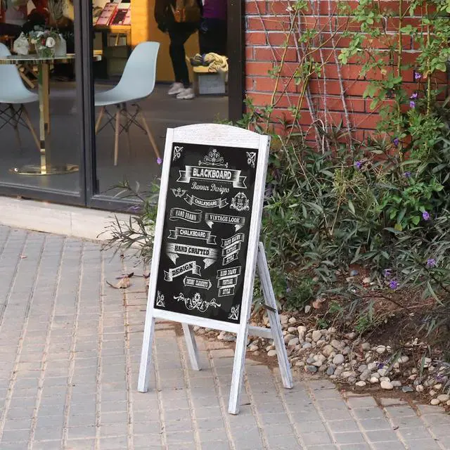 Alt view image 3 of 7 - Wooden A Frame Chalkboard Sign Standing Pavement Chalkboard Easel Magnetic Sandwich Advertising Board Display Stand for Home Bar Countertop Cafe Restaurant Wedding