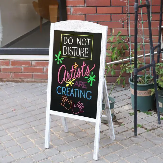 Alt view image 4 of 7 - Wooden A Frame Chalkboard Sign Standing Pavement Chalkboard Easel Magnetic Sandwich Advertising Board Display Stand for Home Bar Countertop Cafe Restaurant Wedding