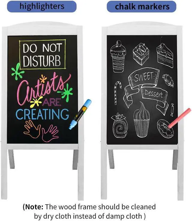 Alt view image 5 of 7 - Wooden A Frame Chalkboard Sign Standing Pavement Chalkboard Easel Magnetic Sandwich Advertising Board Display Stand for Home Bar Countertop Cafe Restaurant Wedding