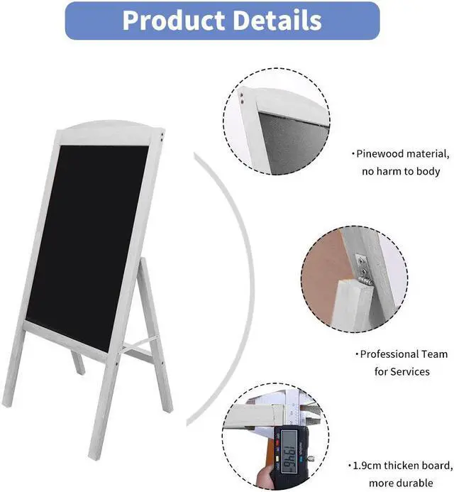 Alt view image 6 of 7 - Wooden A Frame Chalkboard Sign Standing Pavement Chalkboard Easel Magnetic Sandwich Advertising Board Display Stand for Home Bar Countertop Cafe Restaurant Wedding