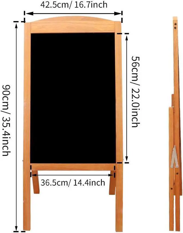 Alt view image 7 of 7 - Magnetic A Frame Chalkboard Sign Standing Wooden Pavement Chalkboard Easel Sandwich Advertising Board Display Stand for Home Bar Countertop Cafe Restaurant Wedding