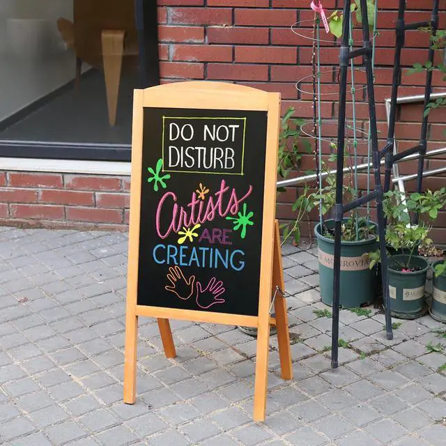 Alt view image 4 of 7 - Magnetic A Frame Chalkboard Sign Standing Wooden Pavement Chalkboard Easel Sandwich Advertising Board Display Stand for Home Bar Countertop Cafe Restaurant Wedding