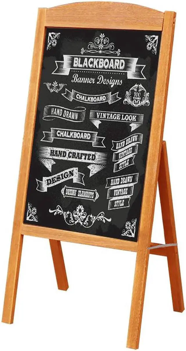 Alt view image 6 of 7 - Magnetic A Frame Chalkboard Sign Standing Wooden Pavement Chalkboard Easel Sandwich Advertising Board Display Stand for Home Bar Countertop Cafe Restaurant Wedding