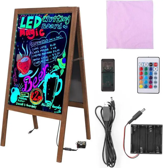 Alt view image 5 of 7 - LED Light Drawing Chalk Board Floor Advertising Sign Board Double Sided  Writing Message Board A Frame Chalkboard Easel  for Kids, Restaurant Menu, Bar, Celebration