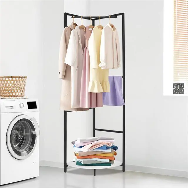 Alt view image 3 of 7 - UNHO Heavy Strong Metal Entryway Coat Stand Hall Tree Corner Garment Rack Clothes Hanging Shelf with Hanging Rail Hook shelf