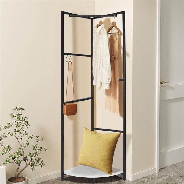 Heavy Strong Metal Entryway Coat Stand Hall Tree Corner Garment Rack Clothes  Hanging Shelf with Hanging Rail Hook shelf 