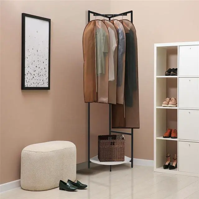 Alt view image 5 of 7 - UNHO Heavy Strong Metal Entryway Coat Stand Hall Tree Corner Garment Rack Clothes Hanging Shelf with Hanging Rail Hook shelf