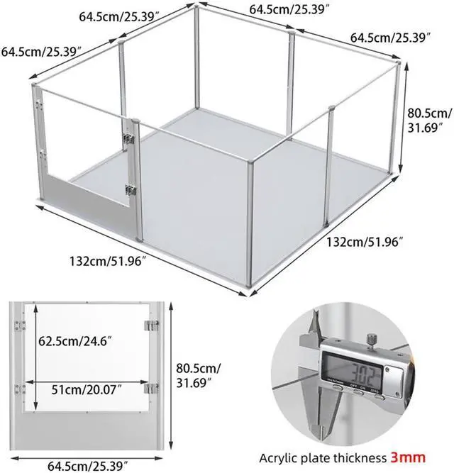 Alt view image 7 of 7 - Highten 8 Clear Panels Acrylic Dog Playpen Pet Whelping Box Exercise Fence with Waterproof Pad