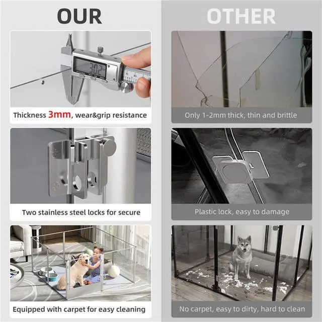 Alt view image 6 of 7 - Highten 8 Clear Panels Acrylic Dog Playpen Pet Whelping Box Exercise Fence with Waterproof Pad