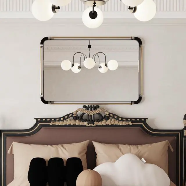 Alt view image 3 of 7 - UNHO Farmhouse Industrial Iron Pipe Mirror Rustic Rectangular Wall Decorative Vanity Mirror Living Room Entrance