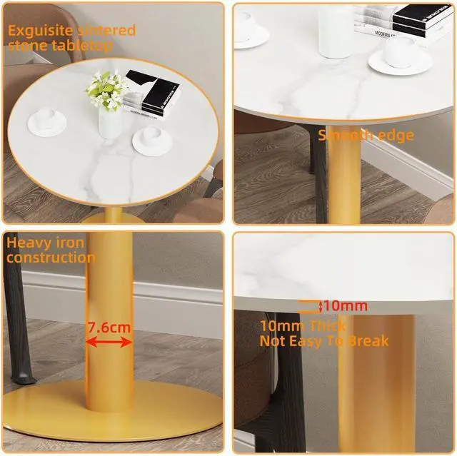 Alt view image 5 of 7 - Anti-Tipping Bistro Bar Table Stone-Top OfficeTable DiningTable with Steel Pedestal