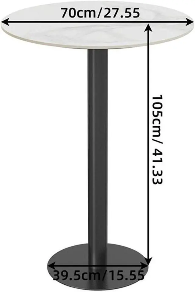 Alt view image 7 of 7 - 105 cm High Marble Cocktail Bar Table Round Bistro Pub Desk for Office Kitchen Restaurant Hotel White & Black