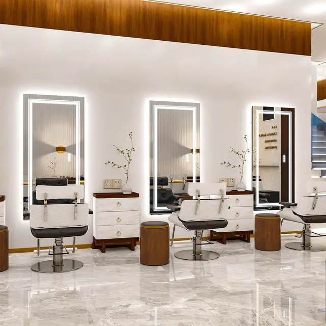 Alt view image 2 of 7 - UNHO Lighting LED Bathroom Mirror Anti-fog Waterproof Backlight Function Rectangular Bathroom Hotel Makeup Room 3500k-6000k Modern Silver