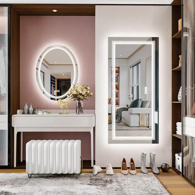 Alt view image 5 of 7 - UNHO Lighting LED Bathroom Mirror Anti-fog Waterproof Backlight Function Rectangular Bathroom Hotel Makeup Room 3500k-6000k Modern Silver