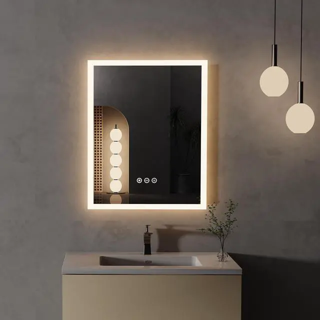 Main image of UNHO Led Bathroom Mirror Cosmetic Mirror 3 Kinds Of Color Temperature 400*500mm Adjustable Brightness Anti-fog Waterproof Square Silver Bathroom Hotel