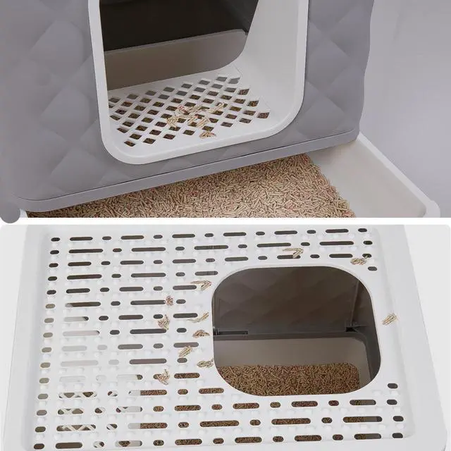 Alt view image 6 of 7 - UNHO Detachable Cat Litter Box Closed Detachable Top Front Easy to Clean Large Space Grey White