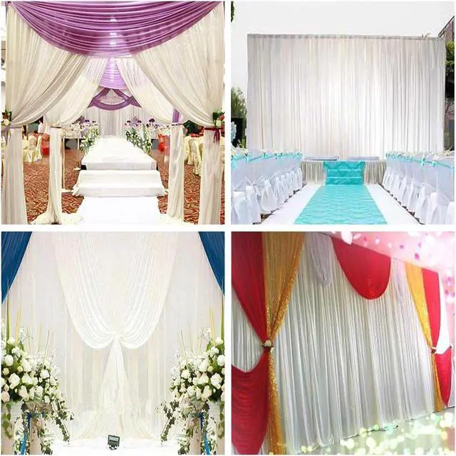 Alt view image 3 of 7 - UNHO Elegant Crafts White Backdrop Curtain 20ftx10ft with Rod Pocket for Wedding Photography, Event Parties, and Stage Decoration