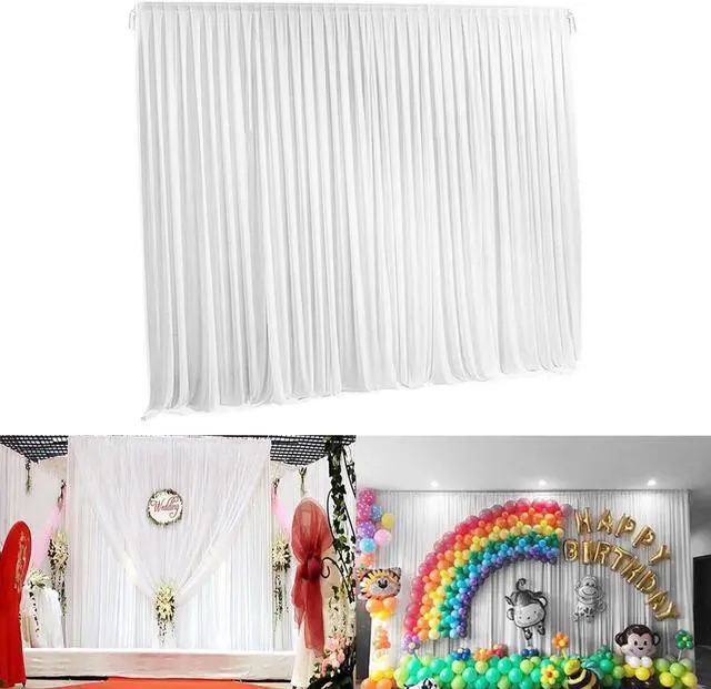 Alt view image 5 of 7 - UNHO Elegant Crafts White Backdrop Curtain 20ftx10ft with Rod Pocket for Wedding Photography, Event Parties, and Stage Decoration