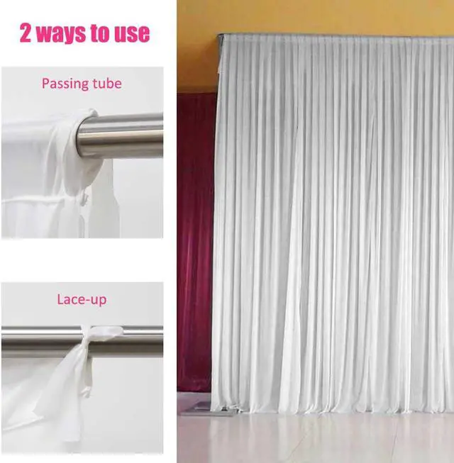 Alt view image 7 of 7 - UNHO Elegant Crafts White Backdrop Curtain 20ftx10ft with Rod Pocket for Wedding Photography, Event Parties, and Stage Decoration