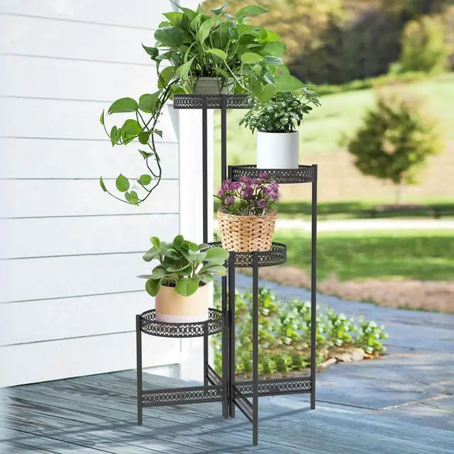 Main image of UNHO 3 Tier / 4 Tier Metal Planter Pots Holder  Indoor & Outdoor Multilayer Plants Stand with Flower Pot Display Rack for Home Decor, Garden, Patio