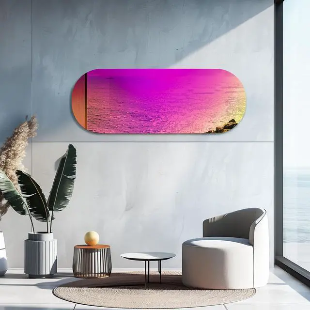 Alt view image 5 of 7 - UNHO Decorative Wall Mirror Long Oblong Iridescent Glass Entrance Hallway Bedroom Living Room Fireplaces Modern Decorative 44.5x120cm