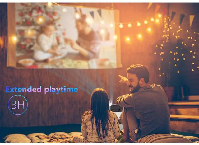 Alt view image 5 of 7 - Battery Powered Portable Smart Mini Projector, HD Image with WiFi Bluetooth, 300 ANSI Lumen, Pocket Video Beam, Auto Keystone Mechanical Focus, HiFi Stereo, Watching Anywhere