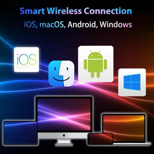 Alt view image 7 of 7 - Battery Powered Portable Smart Mini Projector, HD Image with WiFi Bluetooth, 300 ANSI Lumen, Pocket Video Beam, Auto Keystone Mechanical Focus, HiFi Stereo, Watching Anywhere