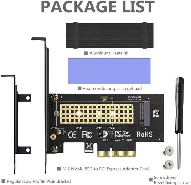 Alt view image 6 of 7 - M.2 NVME to PCIe 3.0 x4 Adapter with Aluminum Heatsink Solution