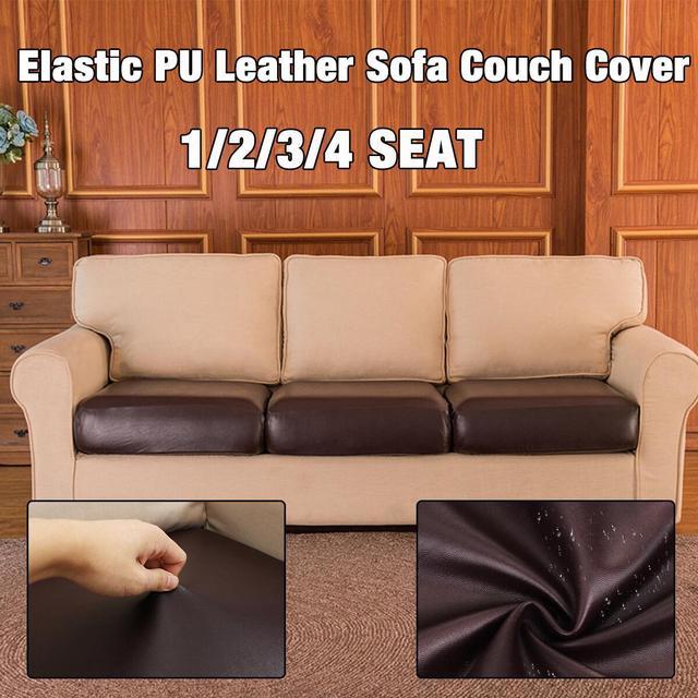 1 4 Seater Elastic Pu Leather, Black Leather Sectional Couch Covers