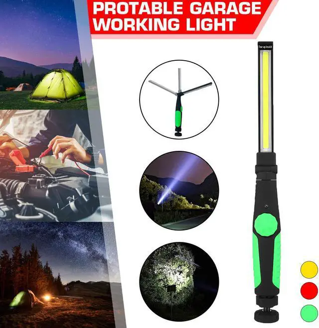 Main image of Protable Garage Working Light Multifunction Rechargeable COB LED Slim Work Light Lamp Flashlight Worklight Outdoor - Green