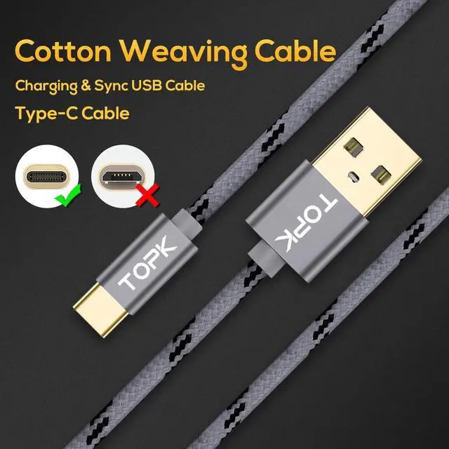 Alt view image 3 of 5 - USB Type C Cable for  Note 7 Mi 9 Fast Charging  Sync USB C Cable for  Galaxy S9  6t Type-C