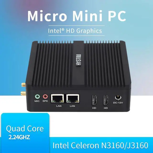 Alt view image 5 of 5 - Firewall PC NUC J3160 N3160 Fanless Industrial MiniPC Windows Linux Dual NIC Pfsense 2 LAN WiFi Router Micro Computer RTC